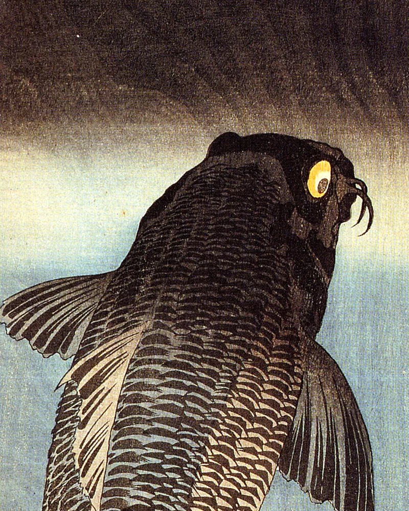 Kuniyoshi'nin siyah koi gravürü